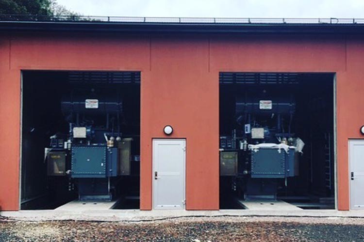 Två installerade krafttransformatorer vid station Surte